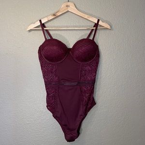Burgundy lace bodysuits